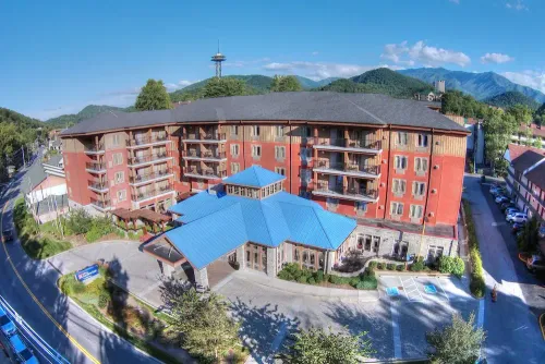 Aerial view of the Hilton Garden Inn Gatlinburg.